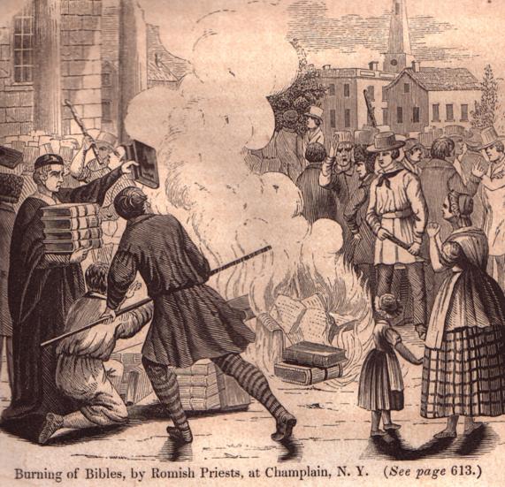 Romish_priests_burning_Bibles_in_Champlain_NY